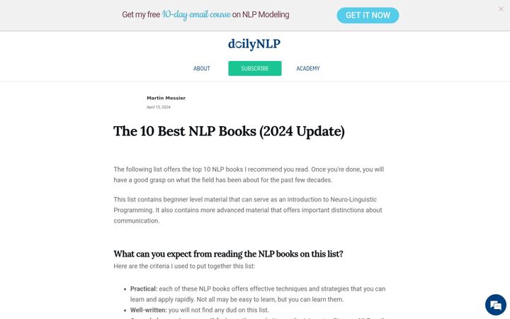 Screenshot of dailynlp.com