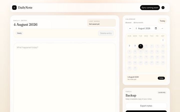 Screenshot of dailynoteapp.com