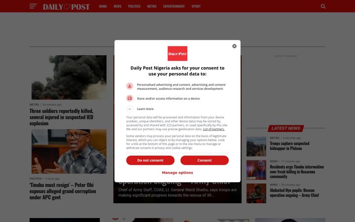 Screenshot of dailypost.ng
