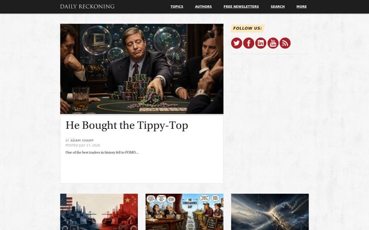 Screenshot of dailyreckoning.com