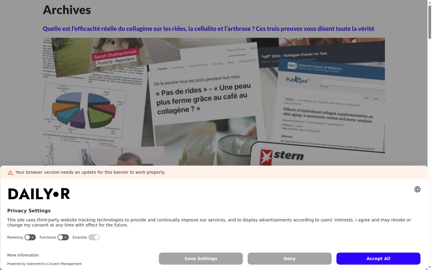 Sutikimo reklamjuostės, rodytos prieš bet kokią sąveiką, ekrano kopija