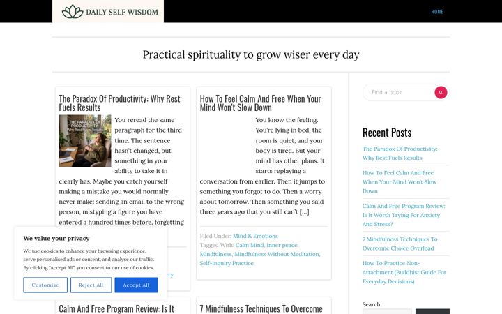 Screenshot of dailyselfwisdom.com
