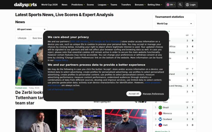 Screenshot of dailysports.net