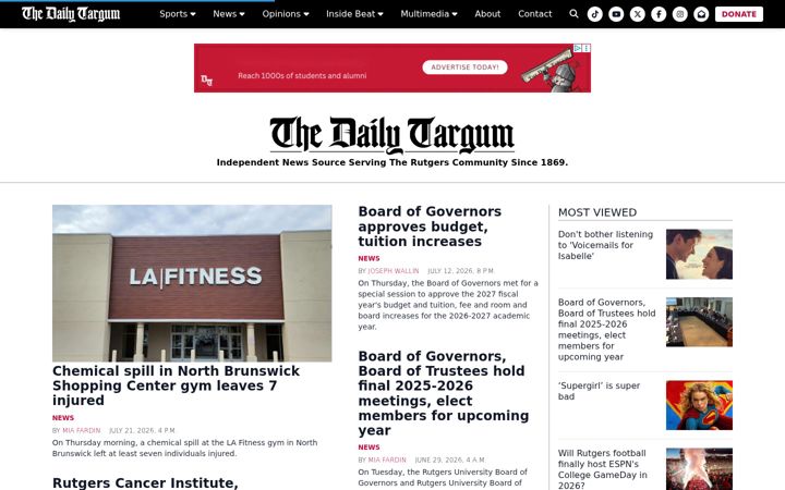 Screenshot of dailytargum.com