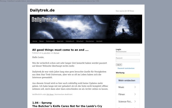 Screenshot of dailytrek.de