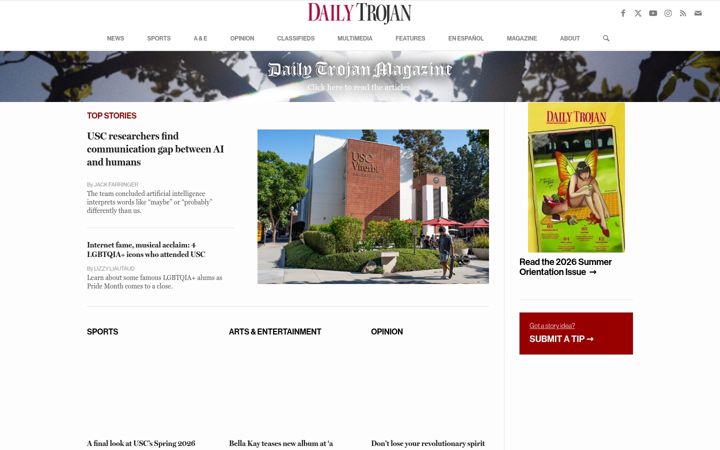 Screenshot of dailytrojan.com