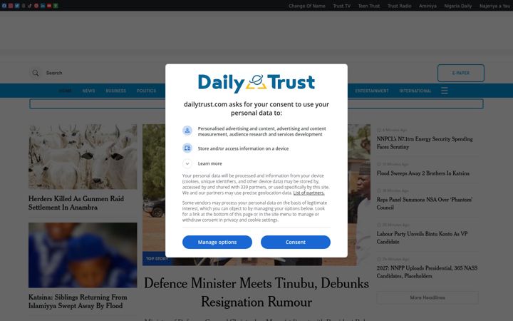 Screenshot of dailytrust.com.ng