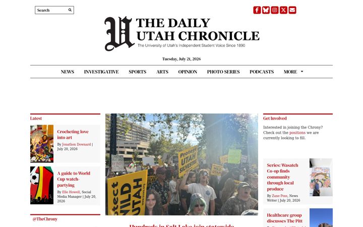Screenshot of dailyutahchronicle.com