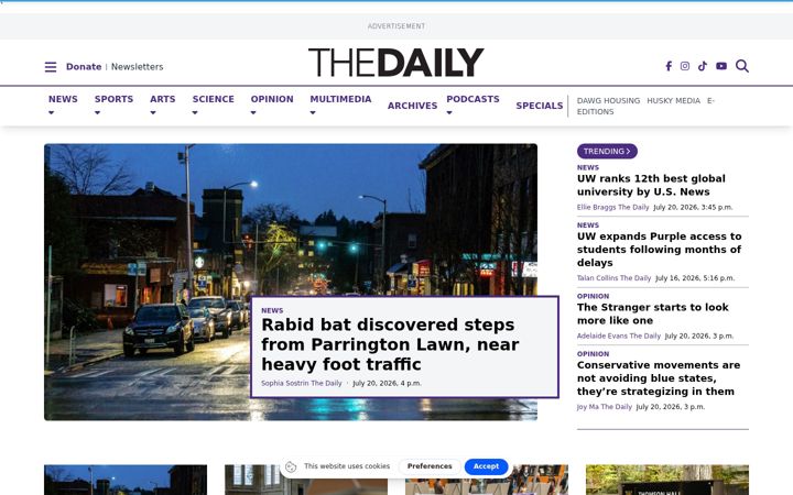 Screenshot of dailyuw.com