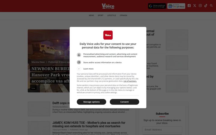 Screenshot of dailyvoice.co.za
