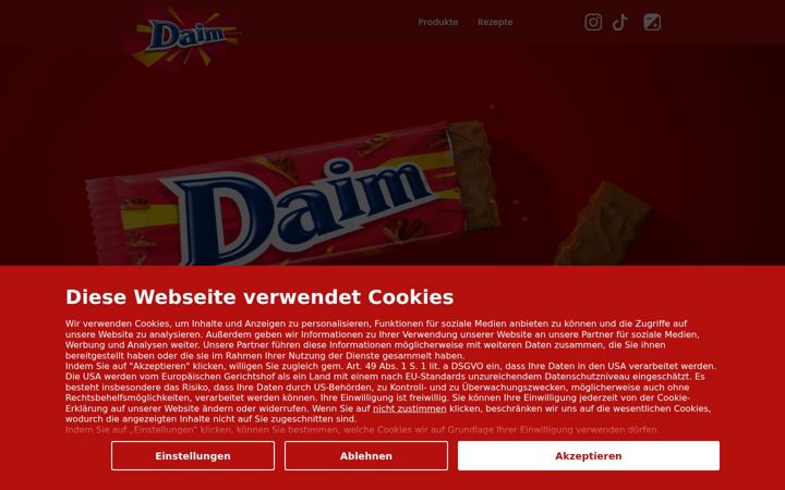 Screenshot of daim-schokolade.de