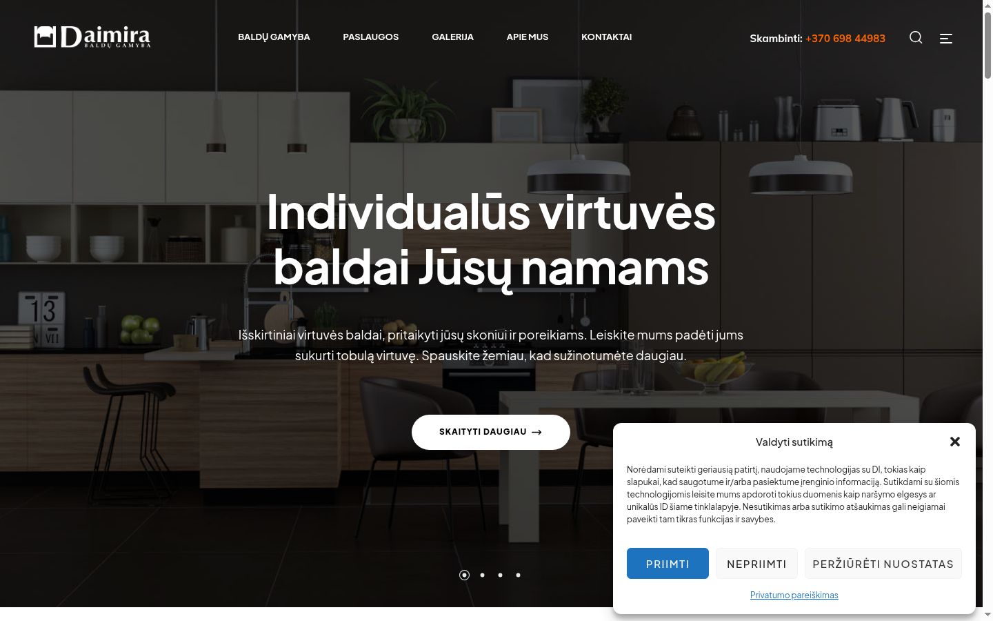 Sutikimo reklamjuostės, rodytos prieš bet kokią sąveiką, ekrano kopija