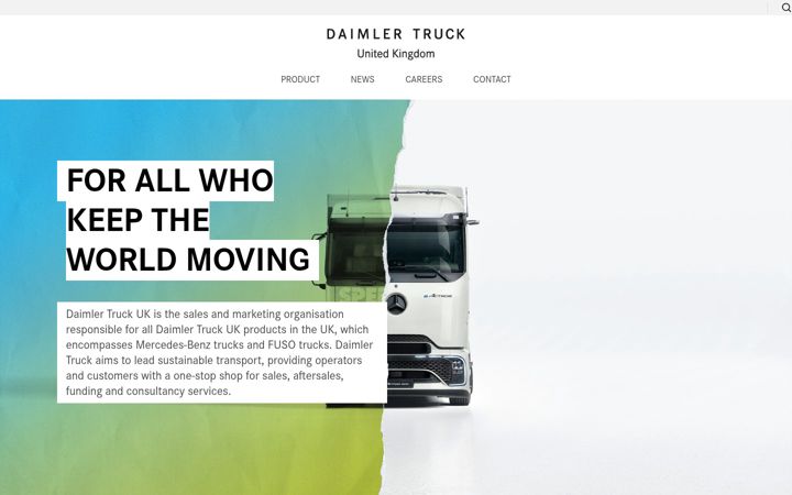 Posnetek zaslona daimlertruck.co.uk