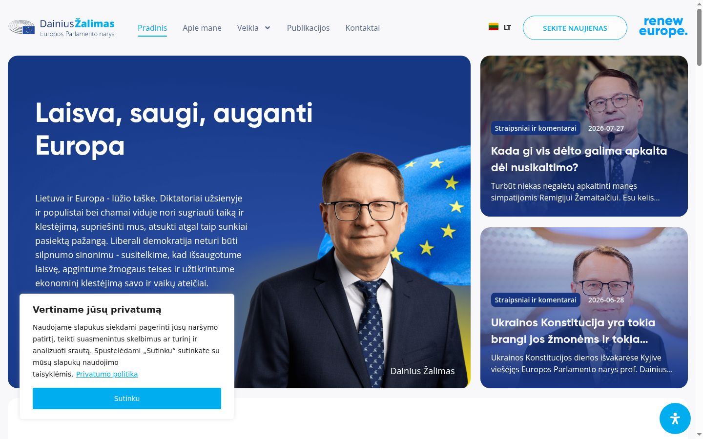 Snímek obrazovky baneru souhlasu zobrazeného před jakoukoli interakcí