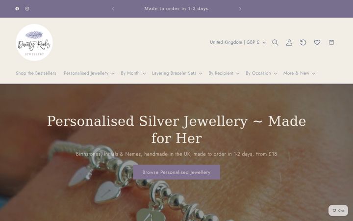 Screenshot of daintyrocks.com