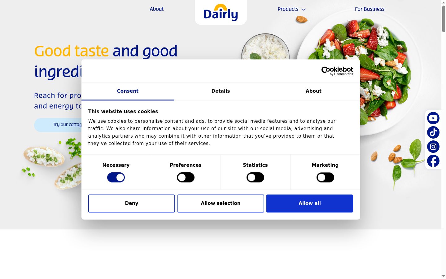 Screenshot of the consent banner shown before any interaction