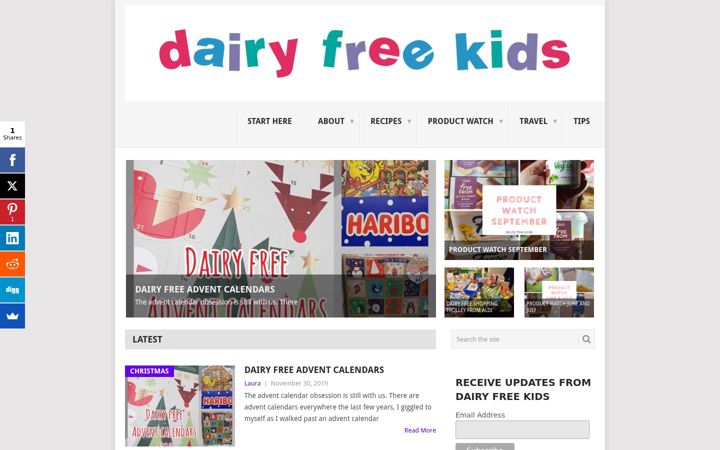Screenshot van dairyfreekids.ie
