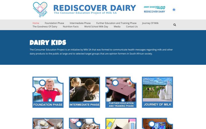 Екранна снимка на dairykids.co.za
