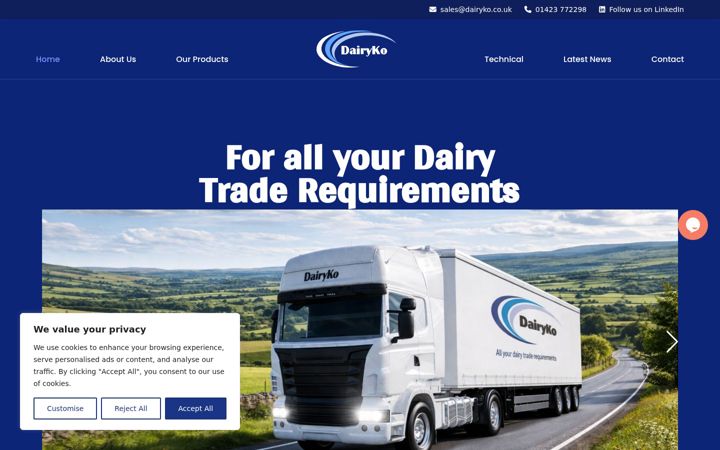 Posnetek zaslona dairyko.co.uk