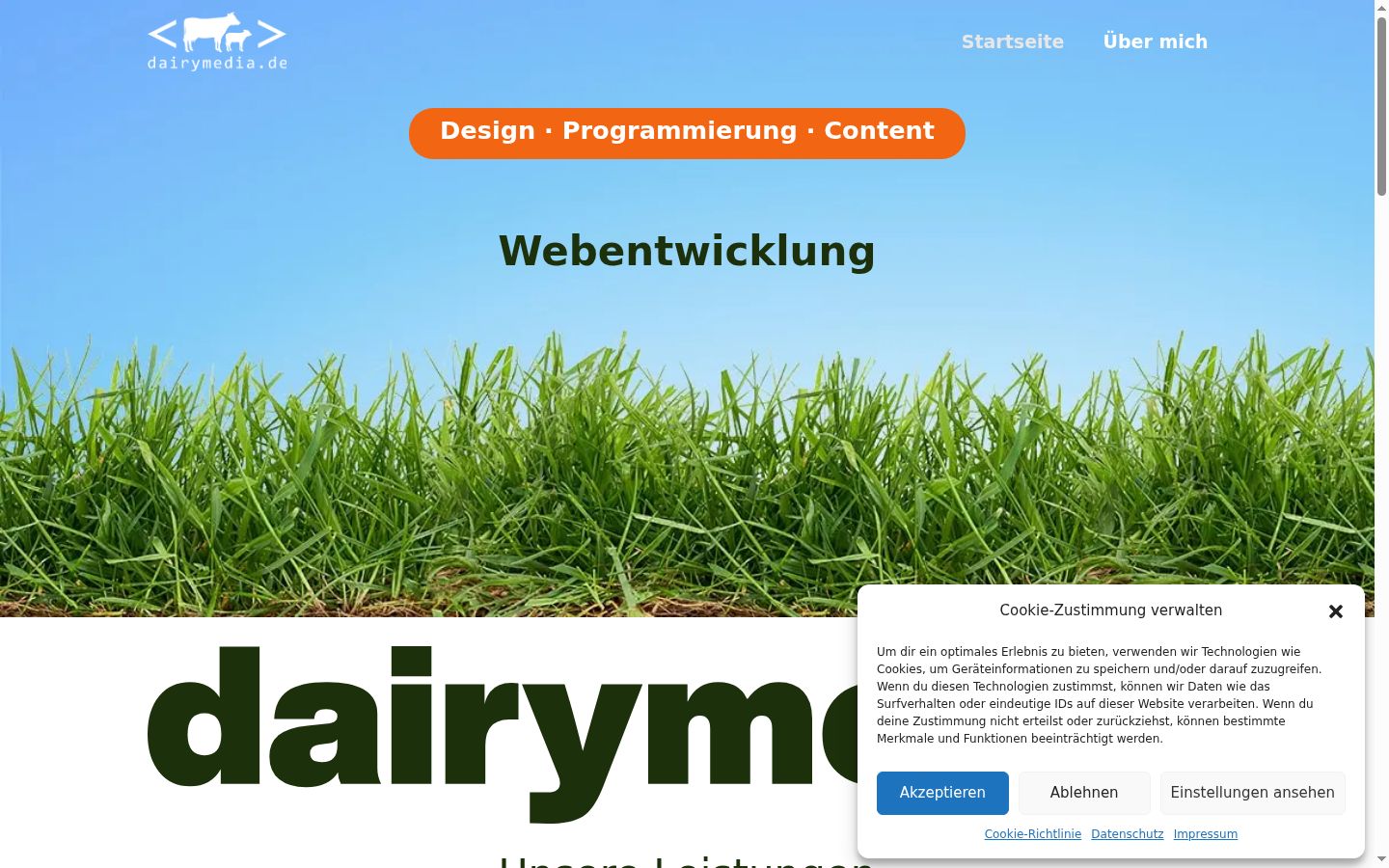Screenshot des Einwilligungsbanners vor jeglicher Interaktion