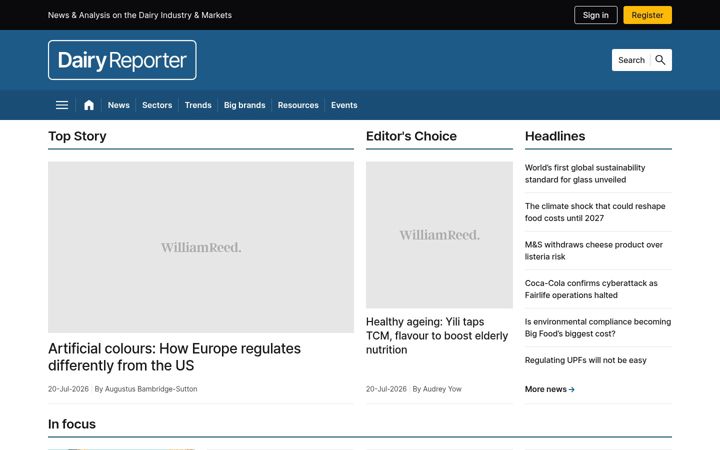 Screenshot ta' dairyreporter.com