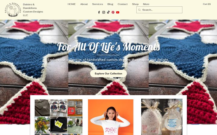 Screenshot of daisiesanddandelionscustomdesigns.com