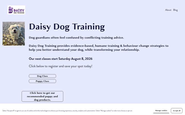 Screenshot stránky daisydogtraining.ca
