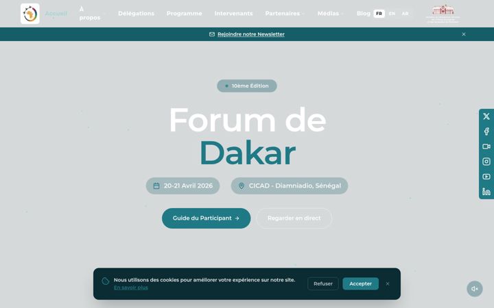 Snímek obrazovky dakarinternationalforum.org