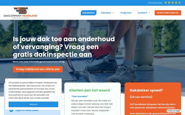 Skjermbilde av dakcompanynederland.nl
