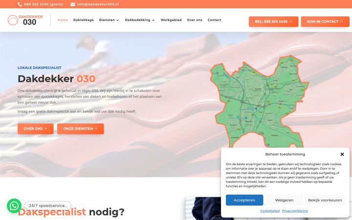 Skjermbilde av dakdekker030.nl