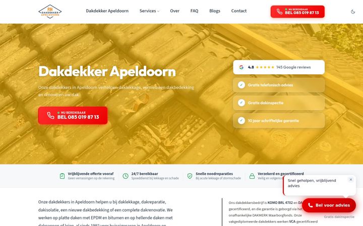 Skjermbilde av dakdekkerapeldoorn.nl