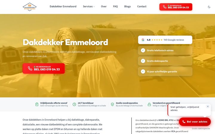 Skjermbilde av dakdekkeremmeloord.nl