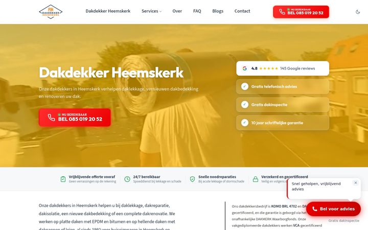 Skjermbilde av dakdekkerheemskerk.nl