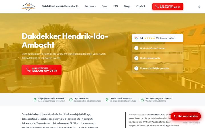 Snimka zaslona za dakdekkerhendrikidoambacht.nl