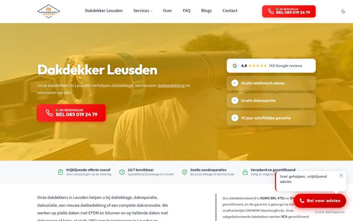 Snimka zaslona za dakdekkerleusden.nl