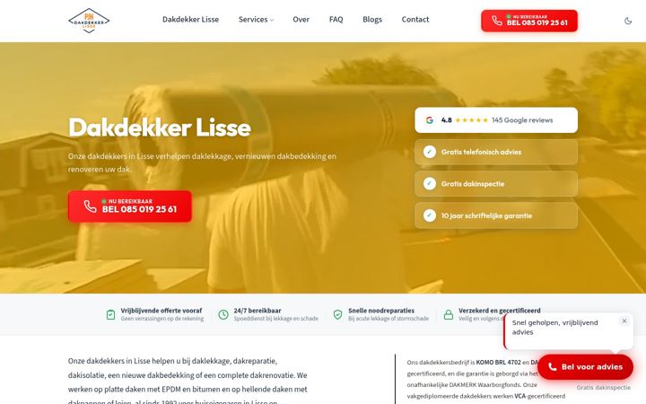 Snimka zaslona za dakdekkerlisse.nl