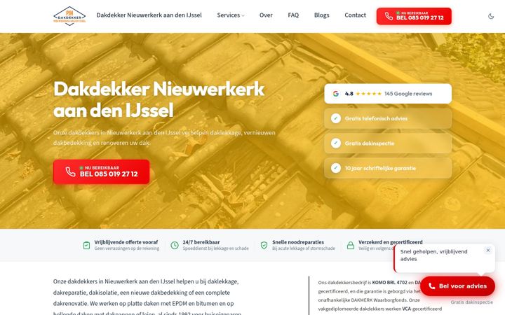 Snimka zaslona za dakdekkernieuwerkerkaandenijssel.nl