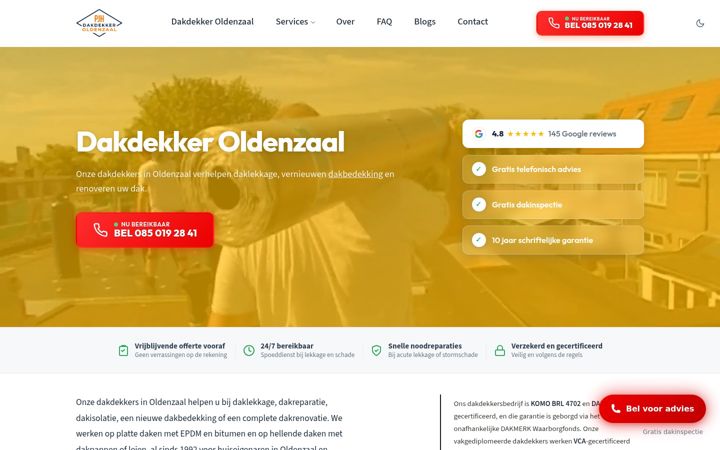 Snimka zaslona za dakdekkeroldenzaal.nl