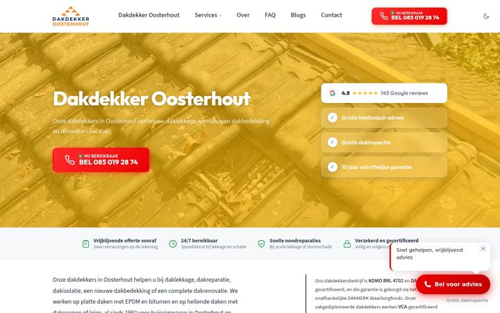 Skjermbilde av dakdekkeroosterhout.nl