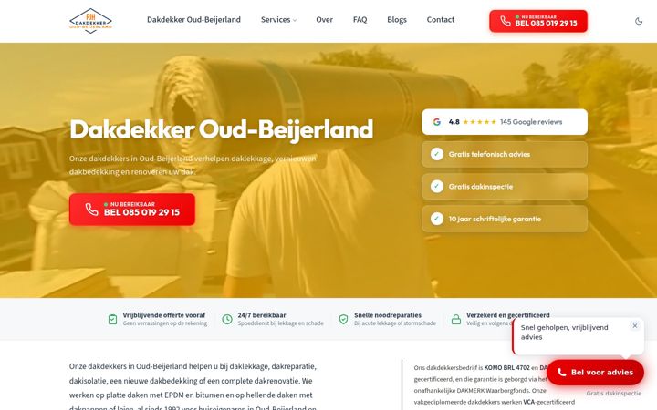 Skjermbilde av dakdekkeroudbeijerland.nl