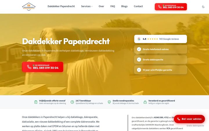 Skjermbilde av dakdekkerpapendrecht.nl