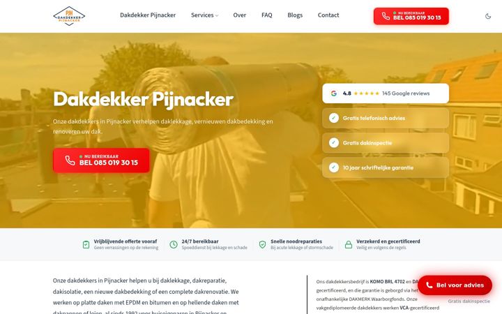 Skjermbilde av dakdekkerpijnacker.nl