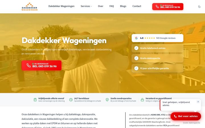 Skjermbilde av dakdekkerwageningen.nl