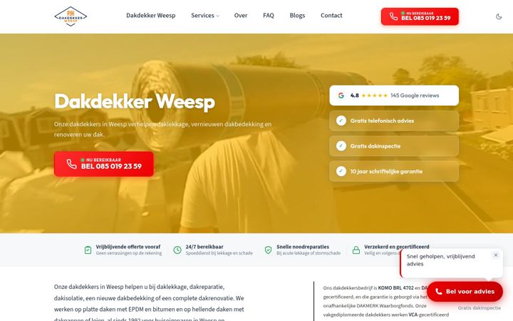 Skjermbilde av dakdekkerweesp.nl