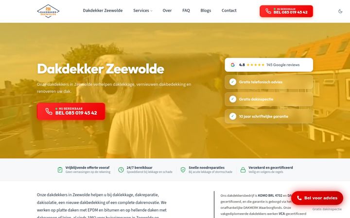 Skjermbilde av dakdekkerzeewolde.nl