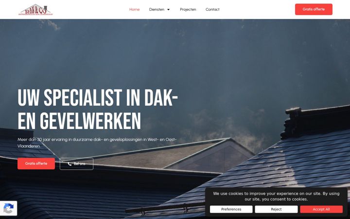 Screenshot van dakenco.be