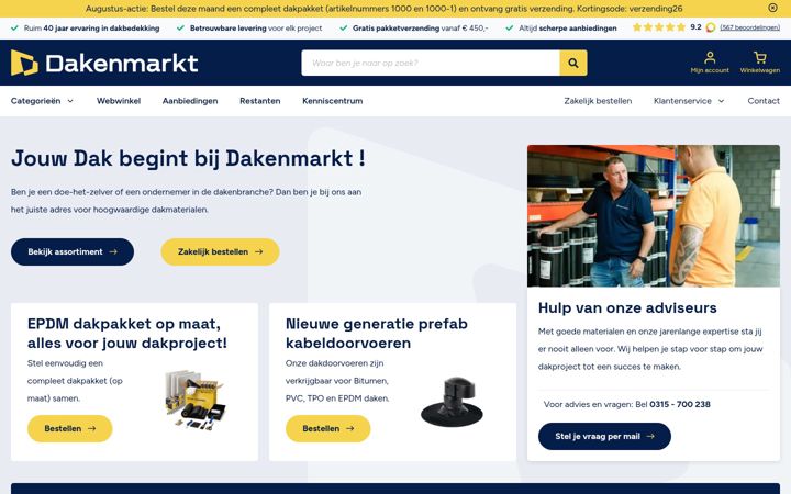 Skjermbilde av dakenmarkt.nl