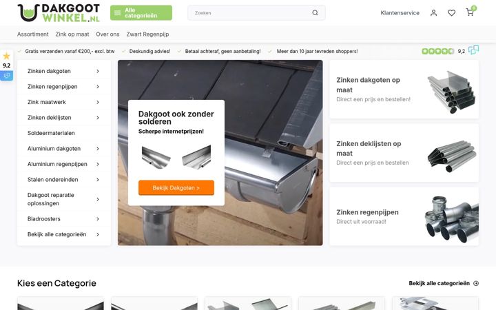 Skjámynd af dakgootwinkel.nl