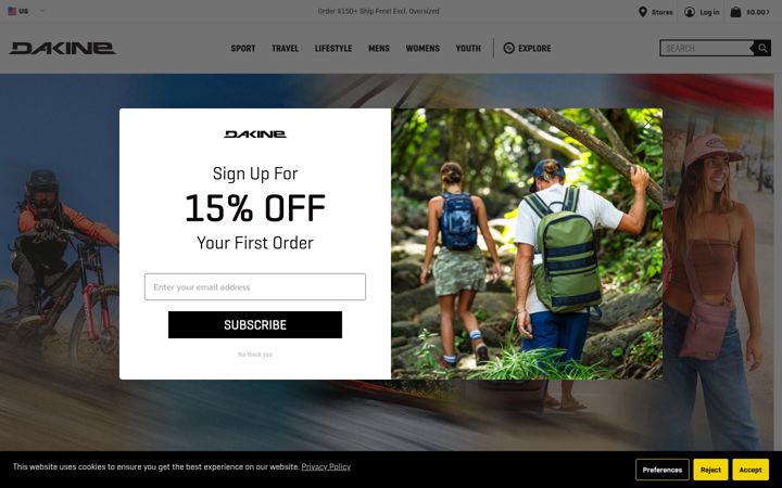 Screenshot of dakine.com