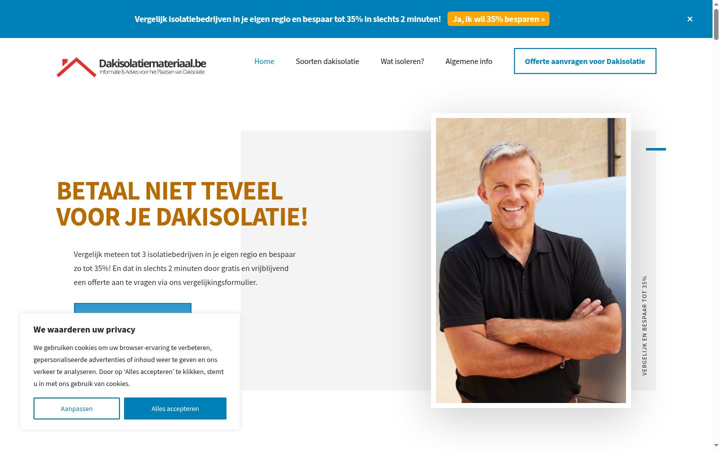 Screenshot van de toestemmingsbanner zoals getoond vóór enige interactie
